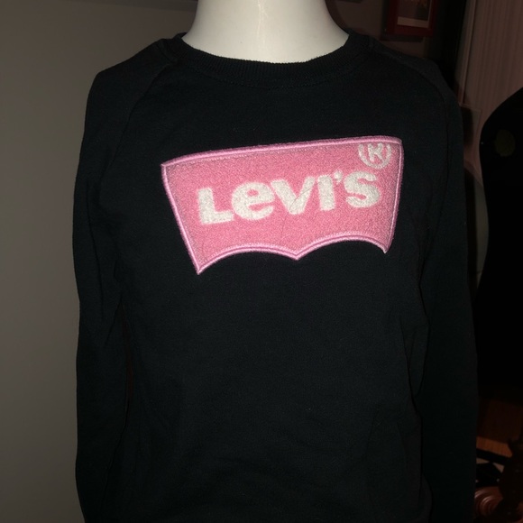 Black Levi’s sweatshirt w/pink logo - girl size 12 - Picture 1 of 7